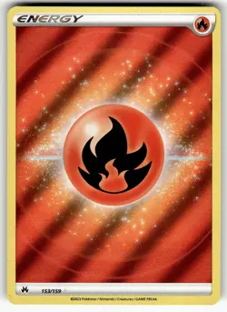 Fire Energy 153/159 Ultra Rare Crown Zenith Pokemon Holo Near Mint - Image 1