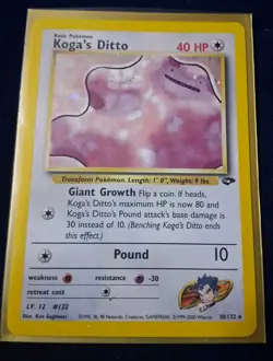 Pokemon TCG Koga's Ditto 10/132 Gym Challenge Set Holo Rare WOTC VTG 2000 LP - Image 1