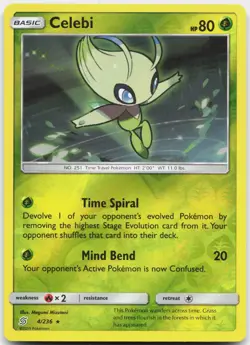 Celebi 4/236 Holo Rare Unified Minds Pokemon Reverse Holo Near Mint - Image 1