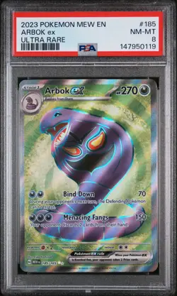 2023 POKEMON MEW EN-151 ULTRA RARE #185 ARBOK EX PSA 8 - Image 1