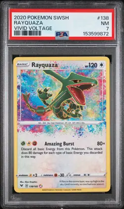 2020 POKEMON SWORD & SHIELD VIVID VOLTAGE #138 RAYQUAZA PSA 7 - Image 1