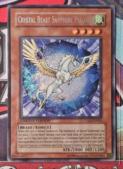 Yu-Gi-Oh! TCG Crystal Beast Sapphire Pegasus CT04-EN002 Limited Ed Secret Rare - Image 1