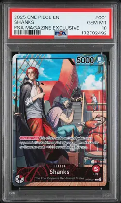 2025 ONE PIECE PROMOS PSA MAGAZINE EXCLUSIVE #001 SHANKS PSA 10 - Image 1