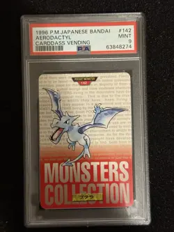 PSA 9 Aerodactyl Carddass Vending Bandai Japanese 1996 Pokemon Card #142 Red - Image 1