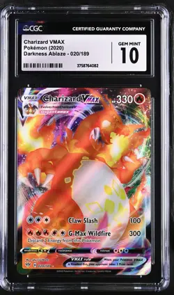 CGC 10 GEM MINT Charizard VMAX 2020 Darkness Ablaze 020/189 Holo Pokemon Card - Image 1