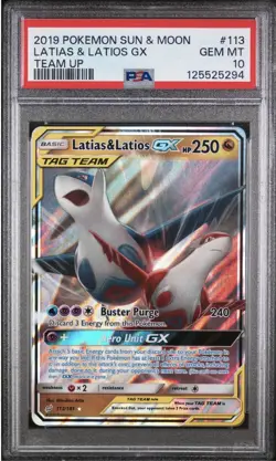 Pokemon TCG Sun & Moon Team Up Latias Latios GX Mint Holo Card 113/181 PSA 10 - Image 1