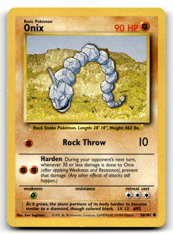 Onix 56/102 Common Unlimited Base Set WOTC Card Pokemon TCG NM Near Mint - Image 1