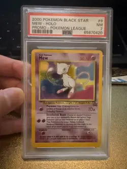 2000 POKEMON PROMO BLACK STAR POKEMON LEAGUE #9 MEW-HOLO PSA 7 Vintage Ft5 - Image 1