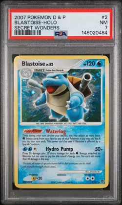 2007 POKEMON DIAMOND & PEARL SECRET WONDERS #2 BLASTOISE-HOLO PSA 7 - Image 1