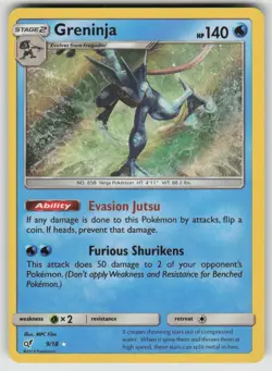 Greninja 9/18 Ultra Rare Detective Pikachu Pokemon Moderately Played - Image 1