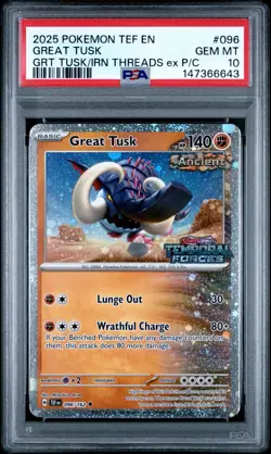 Great Tusk # 096/162 | Pokemon TCG - 2025 Temporal Forces Double Swirl | PSA 10 - Image 1