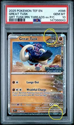 Great Tusk # 096/162 | Pokemon TCG - 2025 Temporal Forces Double Swirl | PSA 10 - Image 3