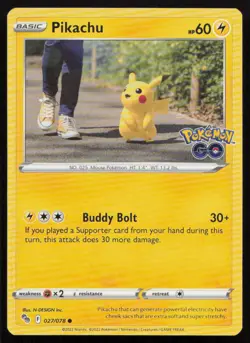 Pikachu 027/078 Common Pokemon GO Pokemon Near Mint - Image 1