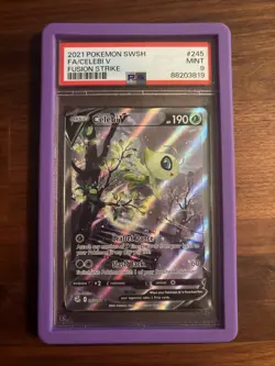 Celebi V 245/264 PSA 9 Fusion Strike Sword & Shield Pokemon (Guard Included) - Image 1