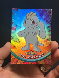 Topps Pokemon Series 1 Blue Logo 1st Print Rainbow Foil Machop #66 LP - Image 1