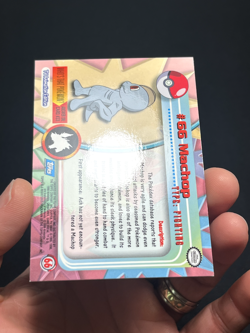 Topps Pokemon Series 1 Blue Logo 1st Print Rainbow Foil Machop #66 LP - Image 5