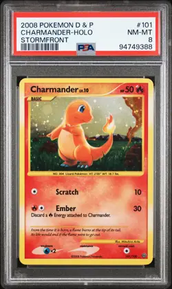 2008 POKEMON DIAMOND & PEARL STORMFRONT #101 CHARMANDER-HOLO PSA 8 - Image 1