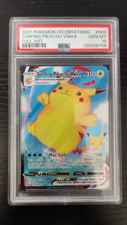 Pokemon Surfing Pikachu Vmax Full Art Celebrations 009/025 PSA 10 - Image 1