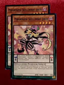 Yu-Gi-Oh! (x2) Performapal Skullcrobat Joker LEDD-ENC08 1st Edition Unplyd Mint+ - Image 1