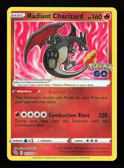 Radiant Charizard 011/078 Radiant Rare Pokemon GO Pokemon Card - Image 1