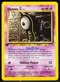 Unown #33/75 1st Ed. Neo Discovery NM Pokemon Card - Image 1