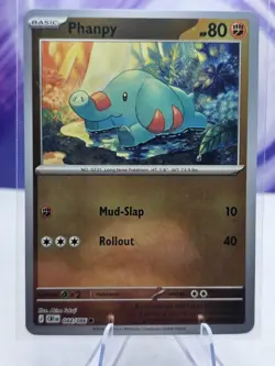 Pokemon Phanpy Reverse Holo Common ME04: Chaos Rising 044/086 TCG Card NM - Image 1