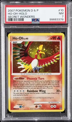 2007 POKEMON DIAMOND & PEARL SECRET WONDERS #10 HO-OH-HOLO PSA 7 - Image 1