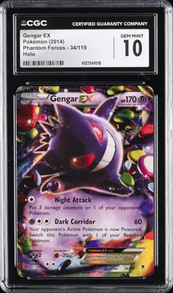 2014 POKEMON PHANTOM FORCES HOLO #34 GENGAR EX CGC 10 GEM MINT - Image 1
