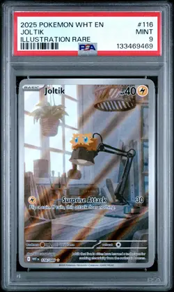 2025 POKEMON WHT EN-WHITE FLARE ILLUSTRATION RARE #116 JOLTIK PSA 9 - Image 1