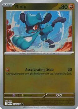 Riolu 076/132 - ME01: Mega Evolution - Reverse Holo Pokemon Card - NM - Image 1
