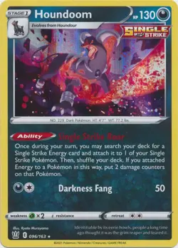 Houndoom 096/163 - SWSH05: Battle Styles - Rare Holo - Pokemon Card - NM - Image 1