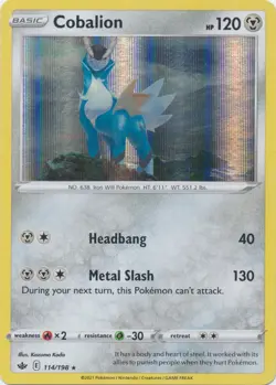 Cobalion 114/198 - Chilling Reign - Rare Holo - Pokemon Card - NM - Image 1