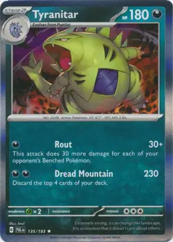Tyranitar 135/193 - Paldea Evolved - Rare Holo - Pokemon Card - NM - Image 1