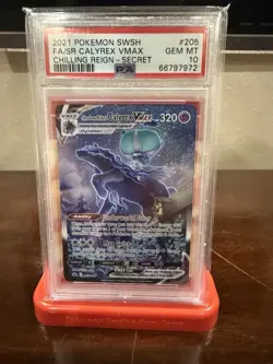 Pokemon TCG 2021 Chilling Reign Shadow Rider Calyrex VMAX 205/198 PSA 10 - Image 1