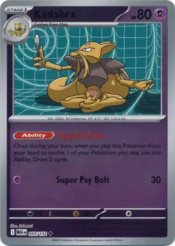 Kadabra 055/132 - Reverse Holo Pokemon Card - NM - Image 1