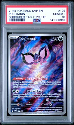 Pokemon Scarlet Violet Promo Pecharunt Shrouded Fable Pokemon Center 129 PSA 10 - Image 1