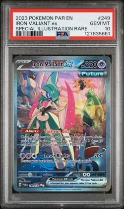 2023 POKEMON PAR EN-PARADOX RIFT #249 IRON VALIANT EX PSA 10 - Image 1