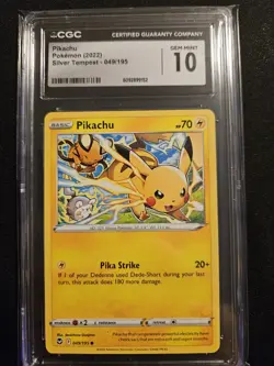 Pikachu Silver Tempest 049/195 CGC 10 Gem Mint Regular English Pokemon TCG - Image 1