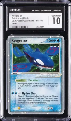 2006 POKEMON EX CRYSTAL GUARDIANS HOLO #95 KYOGRE EX CGC 10 GEM MINT - Image 1
