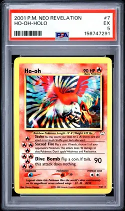 2001 Pokemon Neo Revelation Unlimited Dark Ho-Oh Holo 7/64 #7 PSA 5 - Image 1