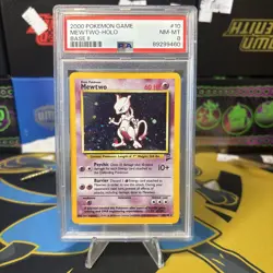 2000 Pokemon Base Set 2 10/130 Mewtwo Holo PSA 8 NM-MT - Image 1