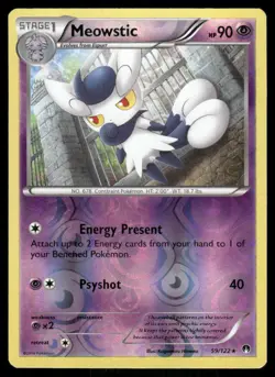 Meowstic 59/122 Rare BREAKpoint Pokemon Reverse Holo Near Mint - Image 1