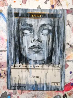 Altered Mtg Hand Painted Spirit Token Ghost Girl One Of A Kind - Image 1