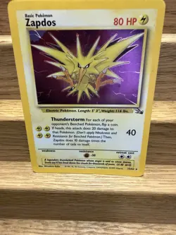 1999 Pokemon TCG Zapdos Holo Rare Card 15/62 Fossil Base Set Vintage - Image 2