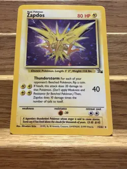 1999 Pokemon TCG Zapdos Holo Rare Card 15/62 Fossil Base Set Vintage - Image 3