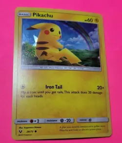 Pikachu HOLO RARE 28/73 SM Shining Legends Promo Pokemon Card TCG NM 2017 - Image 1