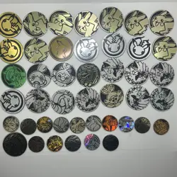 Pokemon TCG Official Lot Of 45 Coins: Jumbo, Regular, Small - Image 2