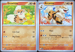 Growlithe 027/182 + Arcanine 028/182 - Evolution Set - Destined Rivals - NM/M - Image 1