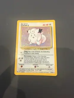 1999 Pokemon Clefairy Base Set Holo Rare 40 HP Card 5/102 - Image 1