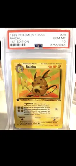 PSA 10 1999 Pokemon Fossil 1st Edition Holo Lot 2 Dragonite #19 Raichu #29 - Image 3